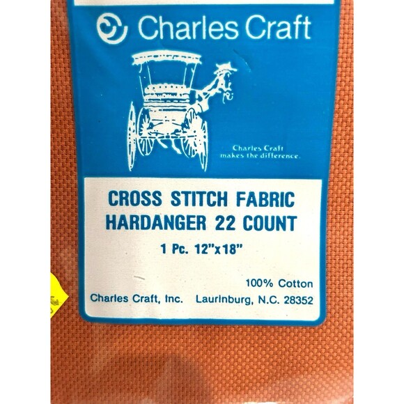 Vtg CHARLES CRAFT LOT OF CROSS STITCH FABRICS Hardringer 22 COUNT 12 x 18 Rust - Picture 2 of 3